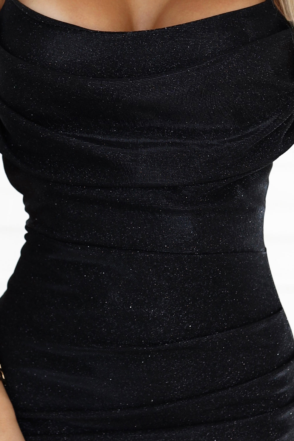 Numoco Basic 563-2 COSIMA Shiny and elegant draped dress - black-5